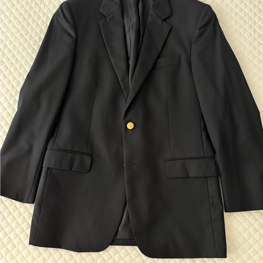 Brooks Brothers Navy Blue Men's Blazer with Gold Button